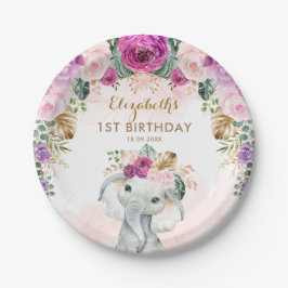 Boho Elephant Wild One Birthday Baby Shower Pappteller
