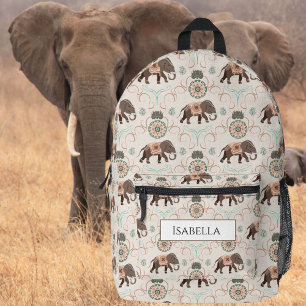 Boho Elephants Indien Inspiriert Style Bedruckter Rucksack