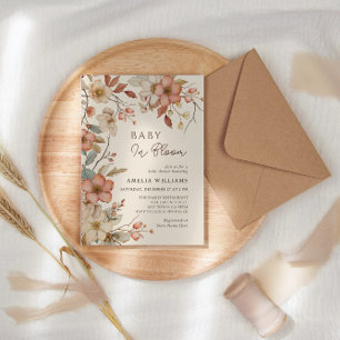 Boho Elfenbein Wildblumen Blumen Baby Shower Einladung