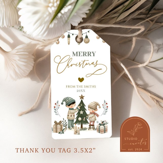 Boho Elves Merry Weihnachtsgeschenke Tags Geschenkanhänger (Von Creator hochgeladen)