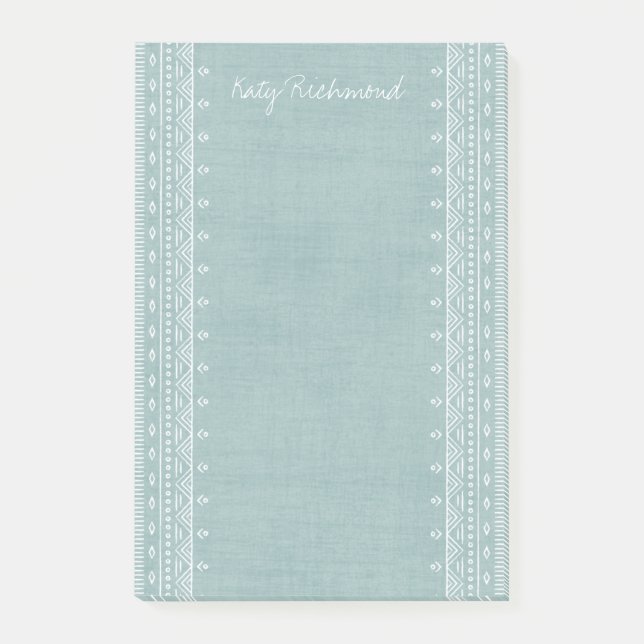 Boho Embroidery Tribal Muster Post-its - Aquamarin Post-it Klebezettel (Vorderseite)