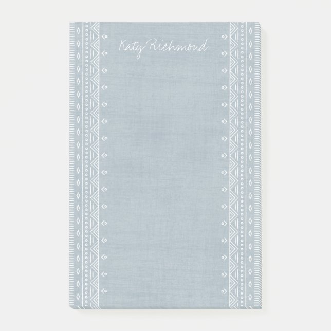Boho Embroidery Tribal Muster Post-its - Blau Post-it Klebezettel (Vorderseite)