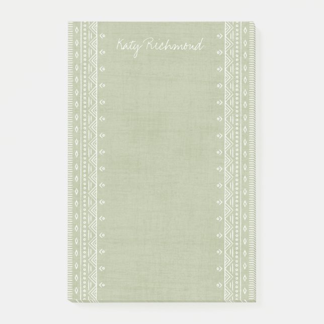 Boho Embroidery Tribal Muster Post-its - Green Post-it Klebezettel (Vorderseite)