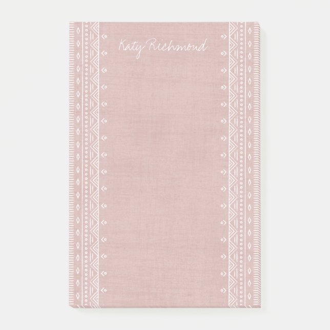 Boho Embroidery Tribal Pattern Post-its - Rosa Post-it Klebezettel (Vorderseite)