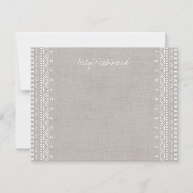 Boho Embroidery Tribal Pattern Stationery - Grau (Vorderseite)