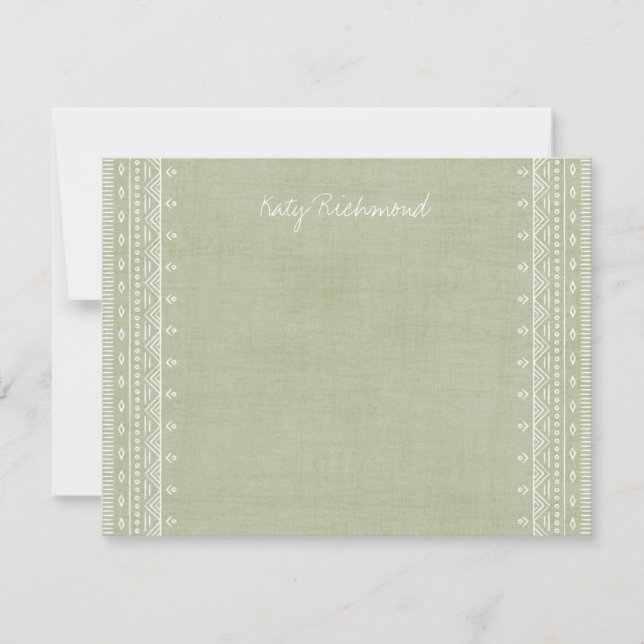 Boho Embroidery Tribal Pattern Stationery - Green (Vorderseite)