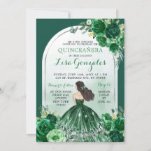 Boho Emerald Green Quinceanera Einladung