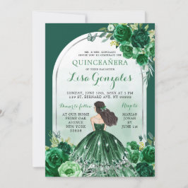 Boho Emerald Green Quinceanera Einladung
