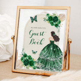 Boho Emerald Green Quinceañera Gästebuch