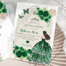 Boho Emerald Green Rose Princesa Quinceañera