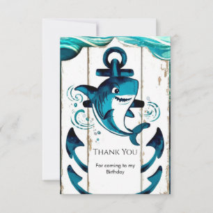 Boho Enchanted Nautical Shark Birthday Dankeskarte