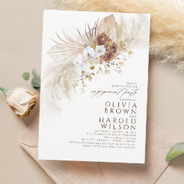 Boho-Engagement-Partei für erdige und weiße Blume Einladung