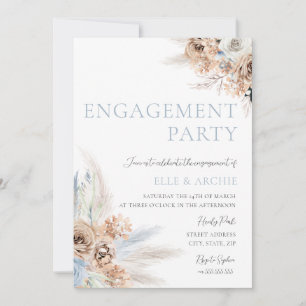 Boho Engagement Party Dusty Blue & Ivory Floral Einladung