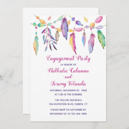 Boho Engagement Party Feathers Native American Einladung