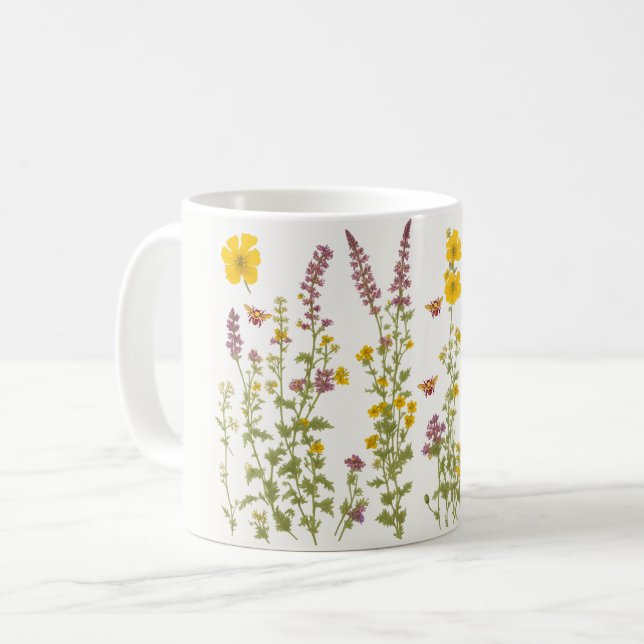 Boho Englische Wildblume beste Großmutter je Kaffeetasse (Vorderseite Links)