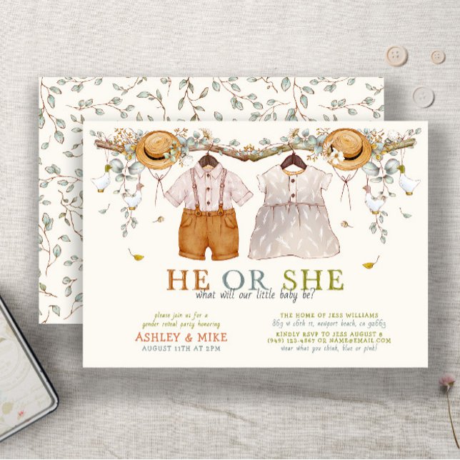 Boho Er oder sie kleidet sich neutrale Geschlechte Einladung (Easily personalize this sweet gender neutral boho gender reveal invitation for the perfect invite)