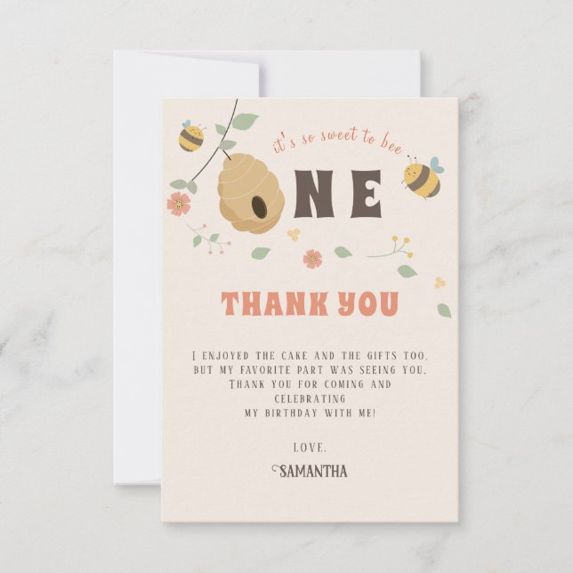 Boho Erbe Tag 1. Geburtstag Dankeskarte (Vorderseite)