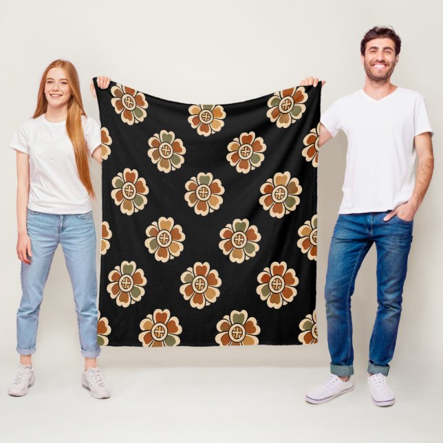 Boho-Erde-Blumenmuster Fleecedecke (Beispiel)