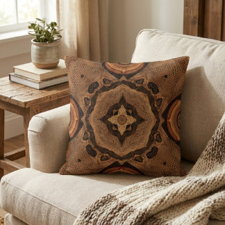 Boho-Erde-Braun-Tribal-Mandala-Kaleidoskop Kissen
