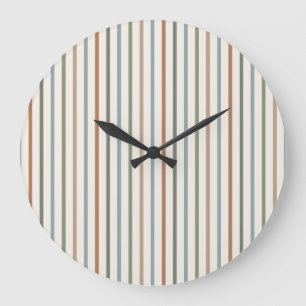 Boho-Erde-Ton Vertikale Streifen Minimalistisches Große Wanduhr