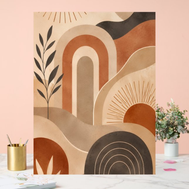 Boho-Erdfarbene abstrakte Wandkunst Acrylschild (Hochzeit)