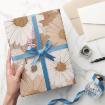 Boho-Erdfarbton-Daisy-Tan-Blumenmuster