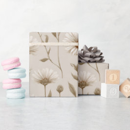 Boho-Erdfarbton-Gänseblümchen-Tan-Blumenmuster Geschenkpapier