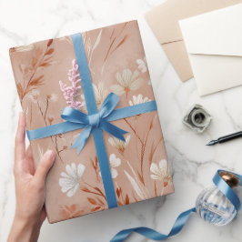 Boho-Erdfarbton-Wildblumen-Sand-Aquarellmuster Geschenkpapier