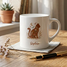 Boho Erdiges Botanisches Katzen-Seelenverwandten-T Espressotasse