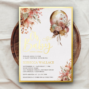 Boho Erdiges Florales Luftballon Mädchen Baby Show Folieneinladung