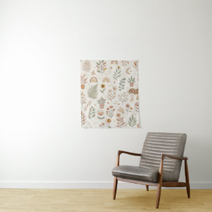 Boho Erdiges Regenbogen-Botanik-Nursery-Wandbild Wandteppich
