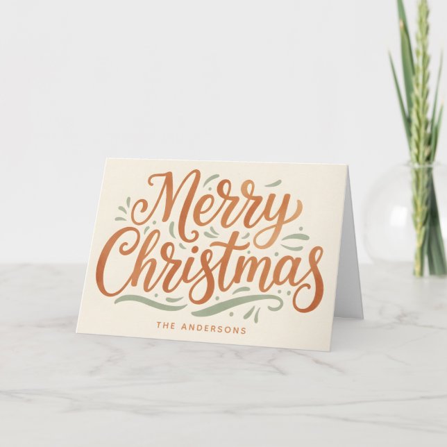 Boho Erdiges Skript Frohe Weihnachten (Vorderseite)