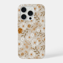 Boho Erdtöne Daisy Tan Blumenmuster iPhone 15 Pro Hülle