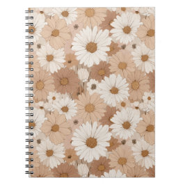 Boho Erdtöne Daisy Tan Blumenmuster Notizblock
