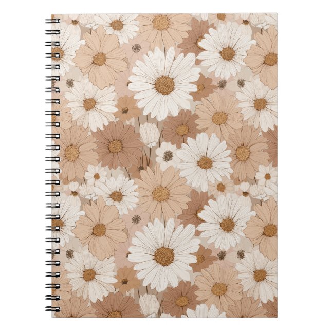 Boho Erdtöne Daisy Tan Blumenmuster Notizblock (Vorderseite)