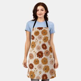 Boho Erdtöne Daisy Tan Blumenmuster Schürze