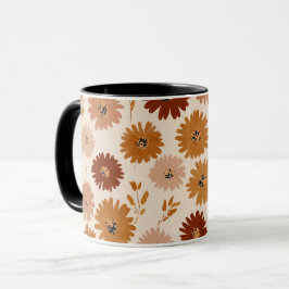Boho Erdtöne Daisy Tan Blumenmuster Tasse