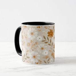 Boho Erdtöne Daisy Tan Blumenmuster Tasse
