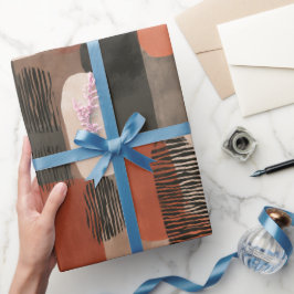 Boho Erdtöne Terrakotta Abstrakte Muster Geschenkpapier