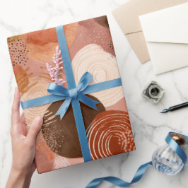 Boho Erdtöne Terrakotta Abstrakte Musterung Geschenkpapier