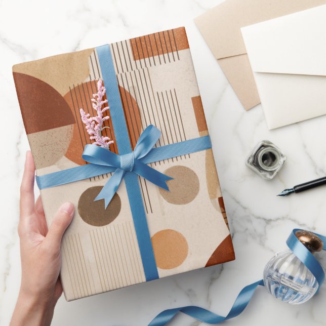 Boho Erdtöne Terrakotta Geometrisches Muster Geschenkpapier (Schenken)