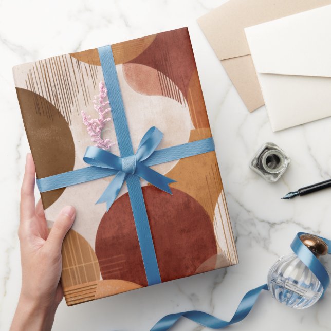 Boho Erdtöne Terrakotta Geometrisches Muster Geschenkpapier (Schenken)