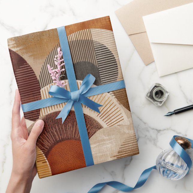 Boho Erdtöne Terrakotta Geometrisches Muster Geschenkpapier (Schenken)