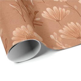 Boho Erdtöne Wildblumen Sand Aquarell Muster Geschenkpapier
