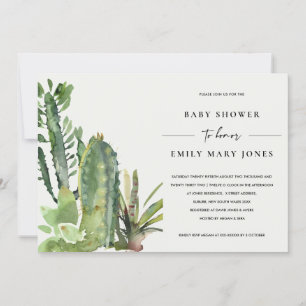 BOHO ERFOLGREICH DESERT CACTI FAUNA BABY SHOWER EINLADUNG
