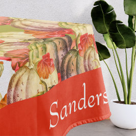 Boho Erntedank Fall Decke Wasserfarbe Pumpkin