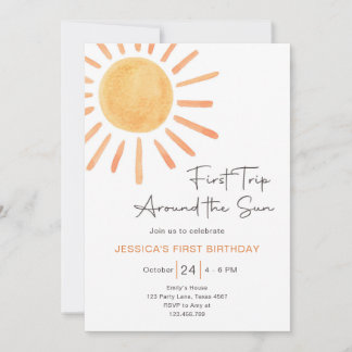Boho Erste Reise um die Sonne 1. Geburtstag Einladung