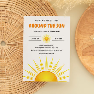 Boho Erste Reise um die Sonne 1. Geburtstag Einladung