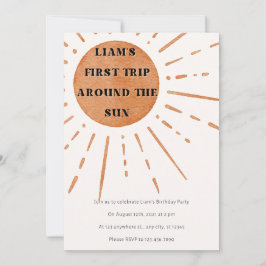 Boho Erste Reise um die Sonne 1. Geburtstag Einladung