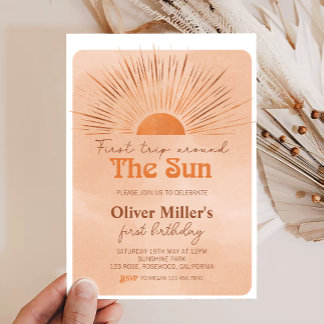 Boho Erste Reise um die Sonne Erster Geburtstag Einladung